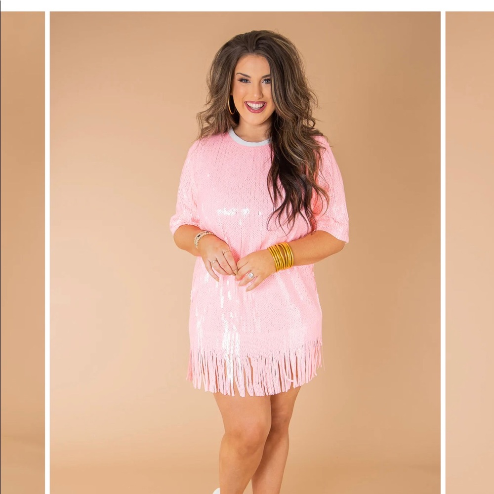 Pink sequin party dress